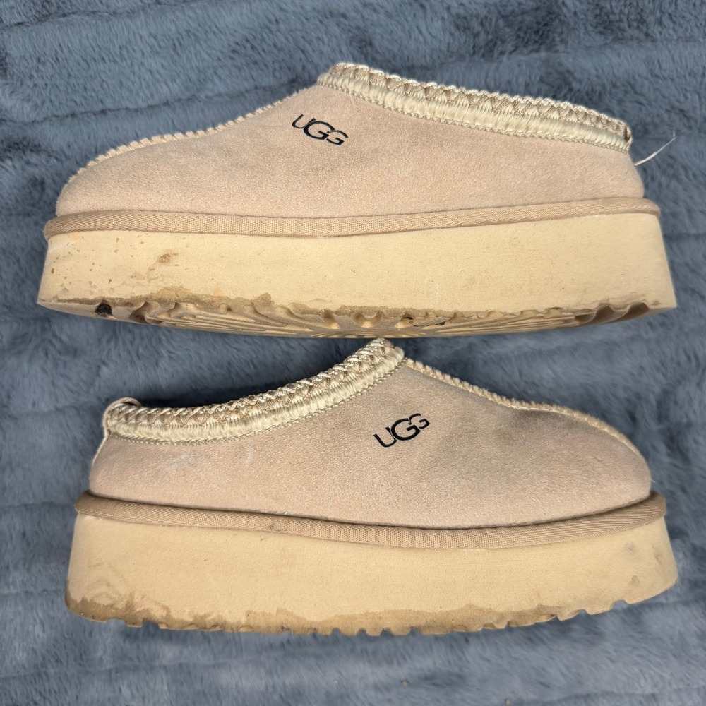 UGG Tazz Platform Suede Mules Mustard Seed 1122553 Tan Womens 5